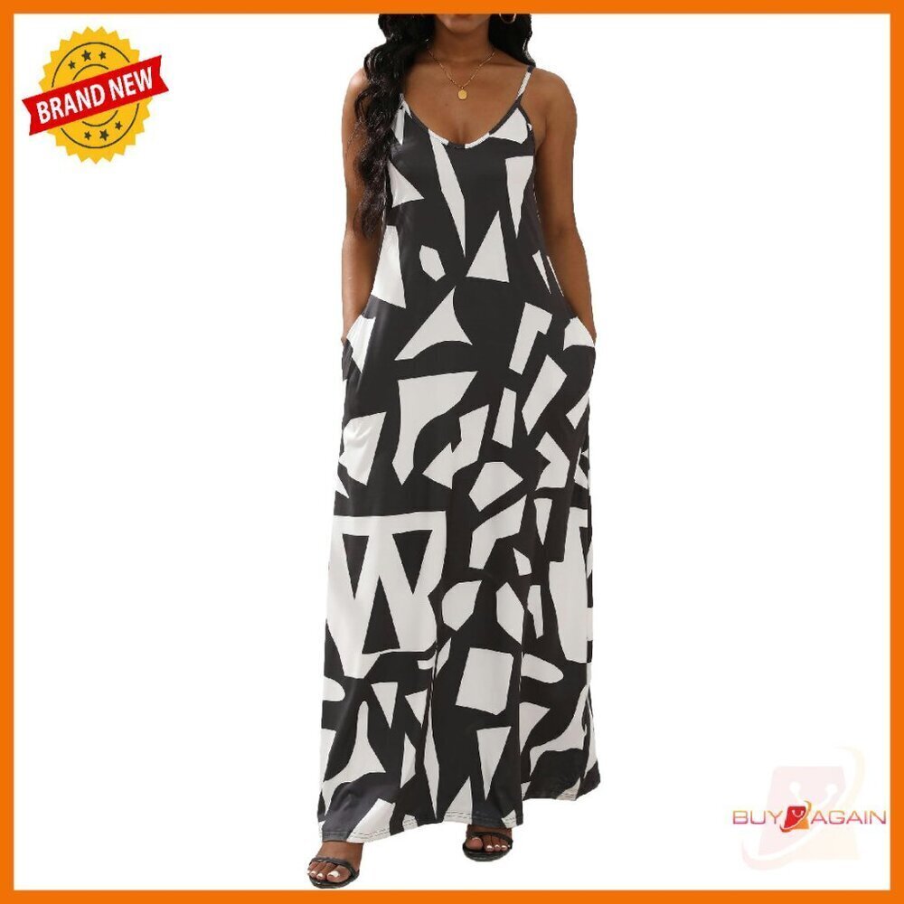 Plus Size Sleeveless Maxi Dress with Pockets Loose Fit Summer Casual